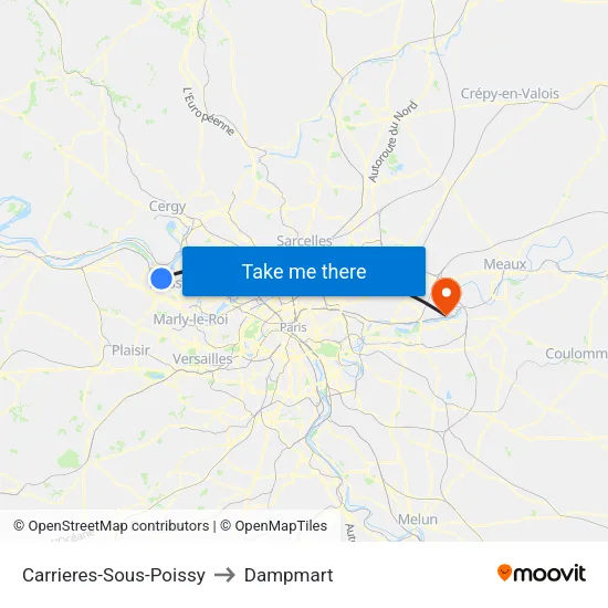 Carrieres-Sous-Poissy to Dampmart map