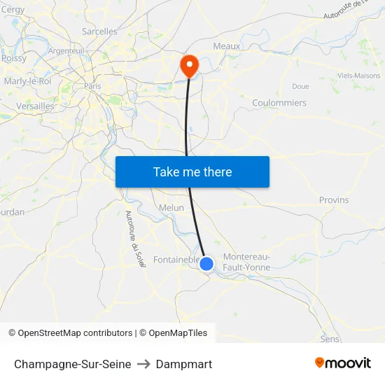 Champagne-Sur-Seine to Dampmart map