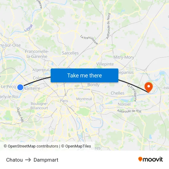 Chatou to Dampmart map
