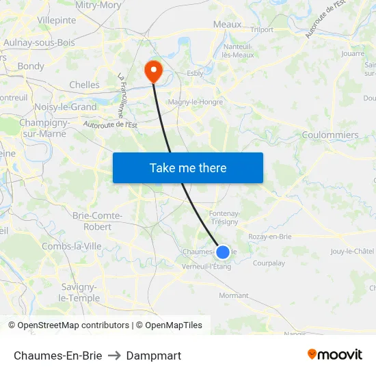 Chaumes-En-Brie to Dampmart map