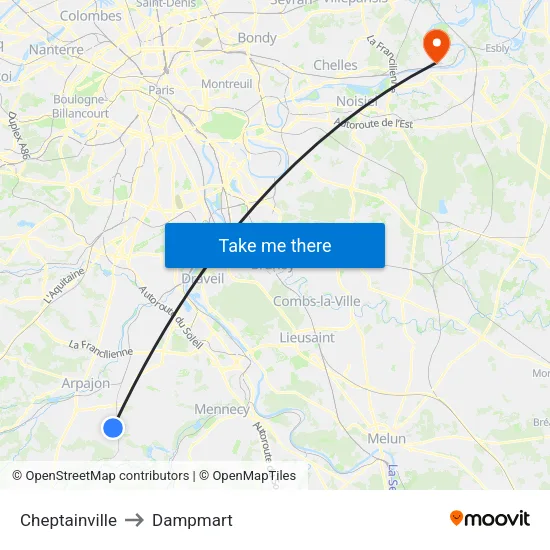Cheptainville to Dampmart map