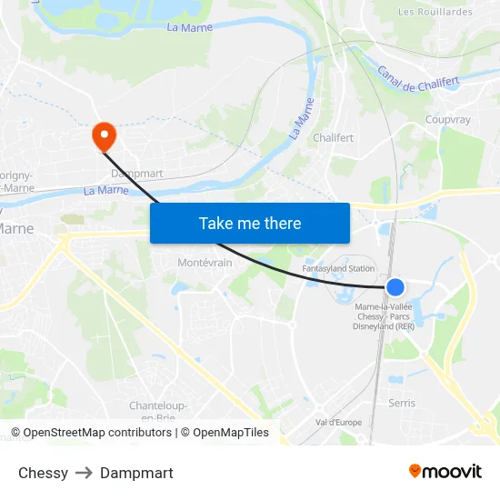 Chessy to Dampmart map