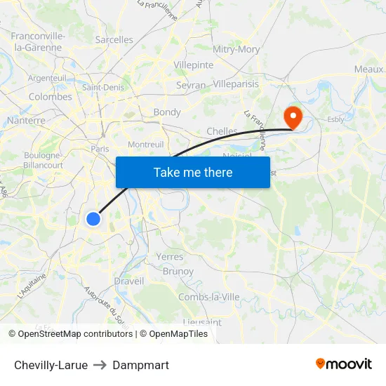 Chevilly-Larue to Dampmart map