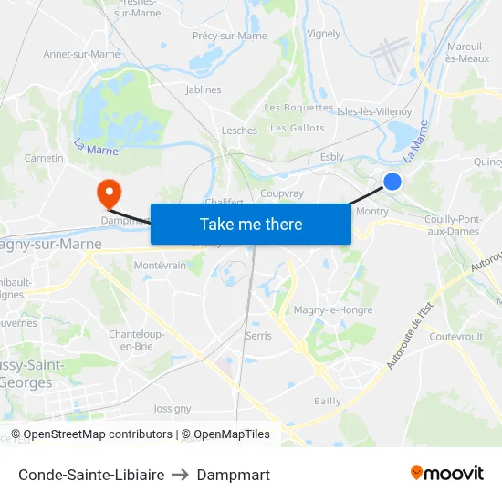 Conde-Sainte-Libiaire to Dampmart map