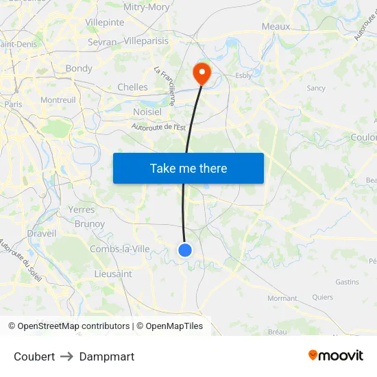 Coubert to Dampmart map