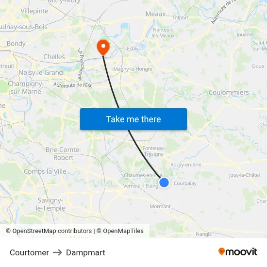 Courtomer to Dampmart map