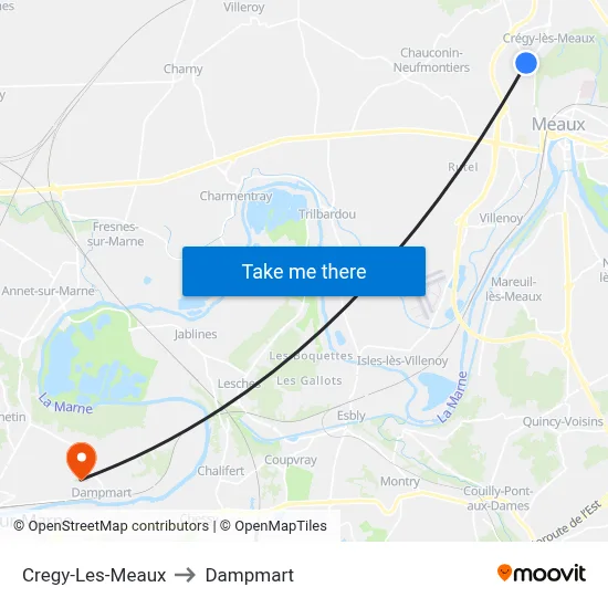 Cregy-Les-Meaux to Dampmart map