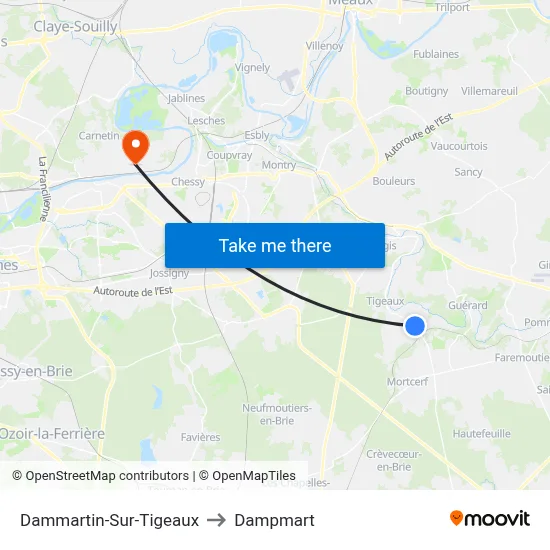 Dammartin-Sur-Tigeaux to Dampmart map