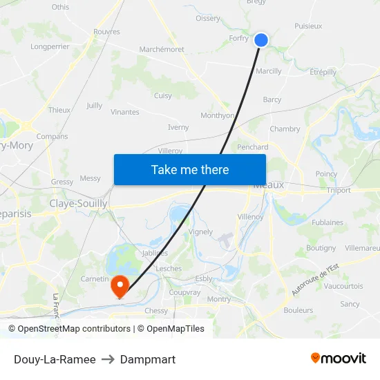 Douy-La-Ramee to Dampmart map
