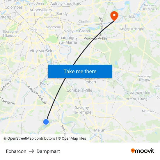 Echarcon to Dampmart map