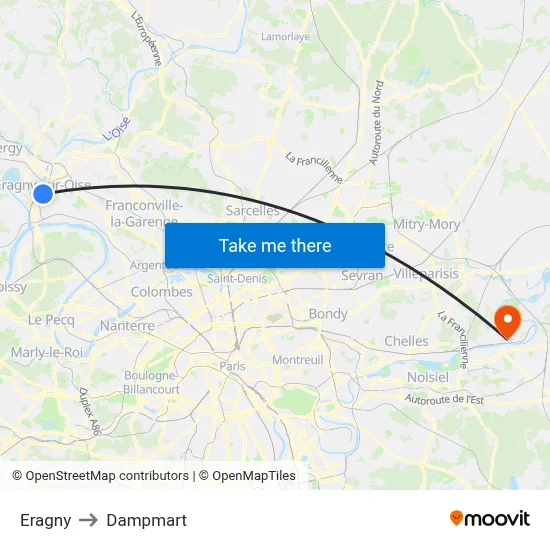 Eragny to Dampmart map