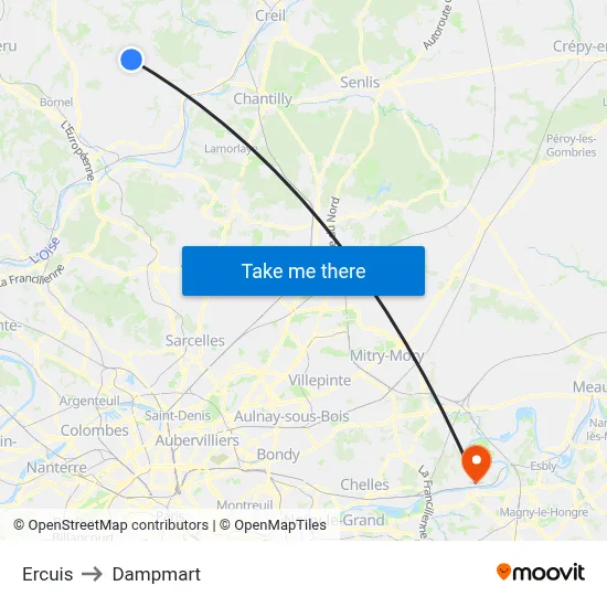 Ercuis to Dampmart map