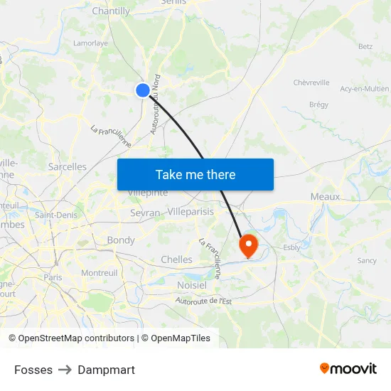 Fosses to Dampmart map
