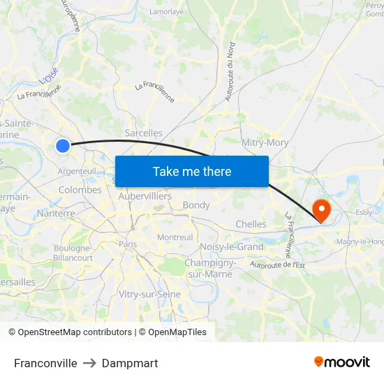 Franconville to Dampmart map