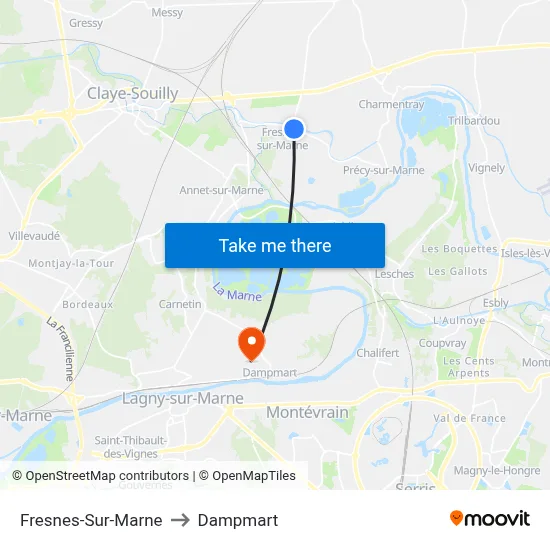 Fresnes-Sur-Marne to Dampmart map