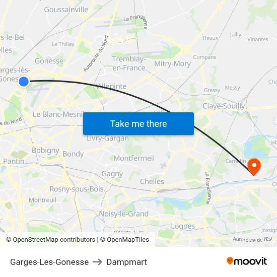 Garges-Les-Gonesse to Dampmart map