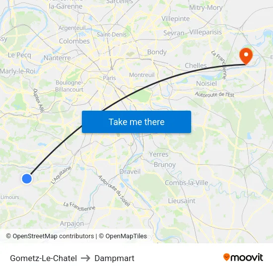 Gometz-Le-Chatel to Dampmart map