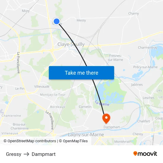 Gressy to Dampmart map