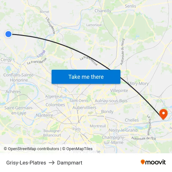Grisy-Les-Platres to Dampmart map