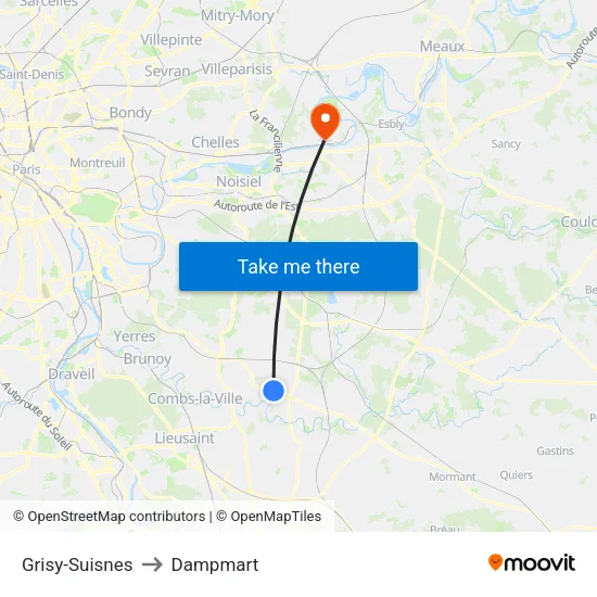 Grisy-Suisnes to Dampmart map