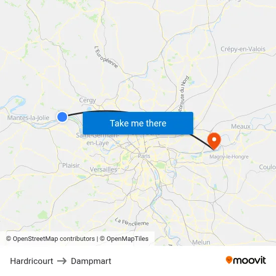 Hardricourt to Dampmart map
