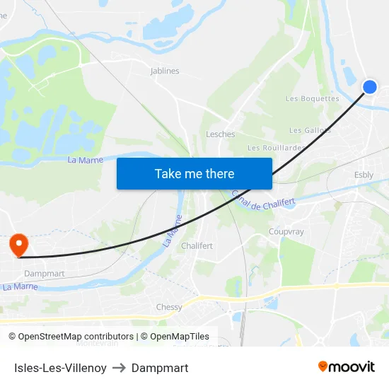 Isles-Les-Villenoy to Dampmart map
