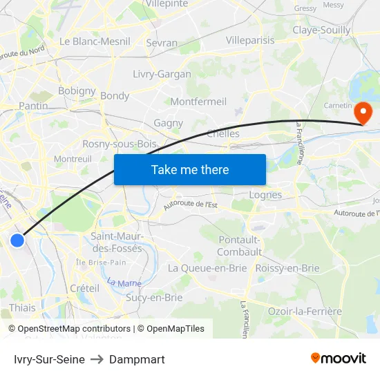 Ivry-Sur-Seine to Dampmart map