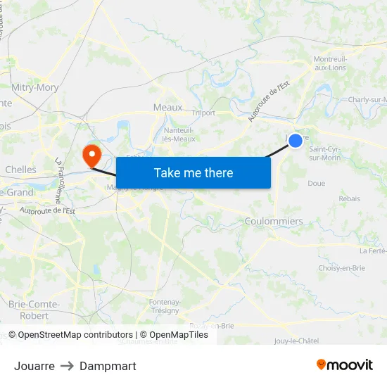 Jouarre to Dampmart map