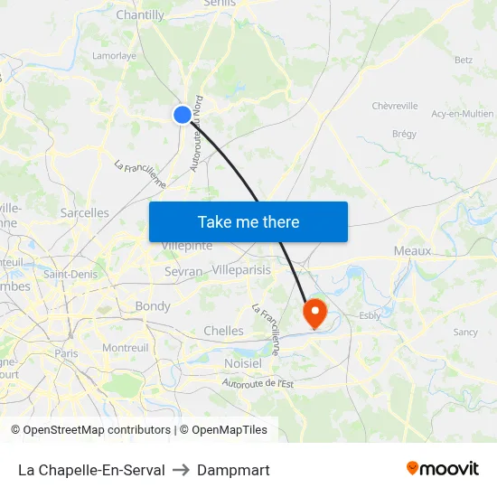 La Chapelle-En-Serval to Dampmart map