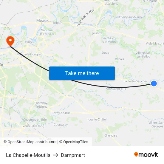 La Chapelle-Moutils to Dampmart map
