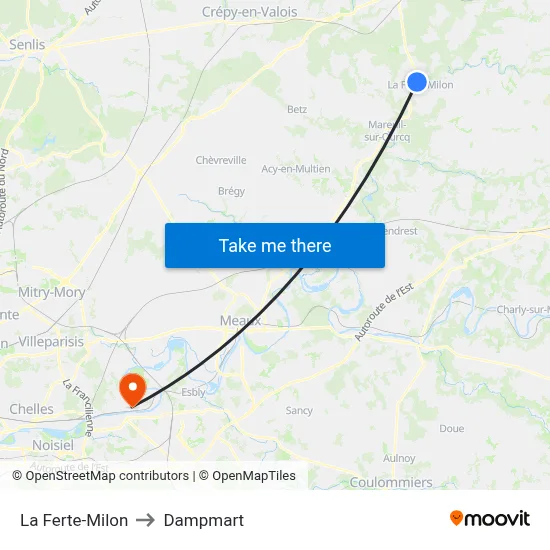 La Ferte-Milon to Dampmart map