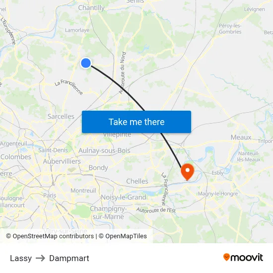 Lassy to Dampmart map