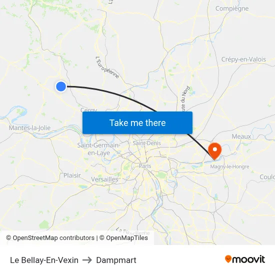Le Bellay-En-Vexin to Dampmart map