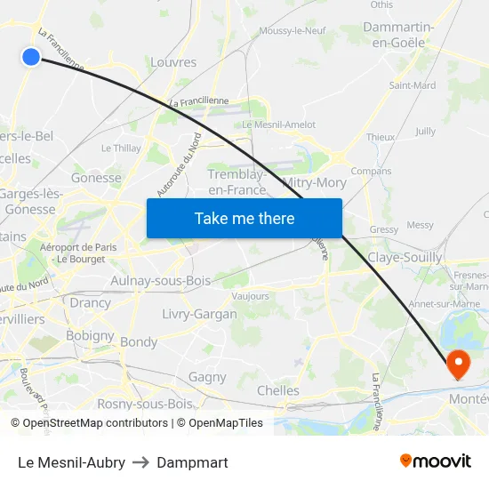 Le Mesnil-Aubry to Dampmart map