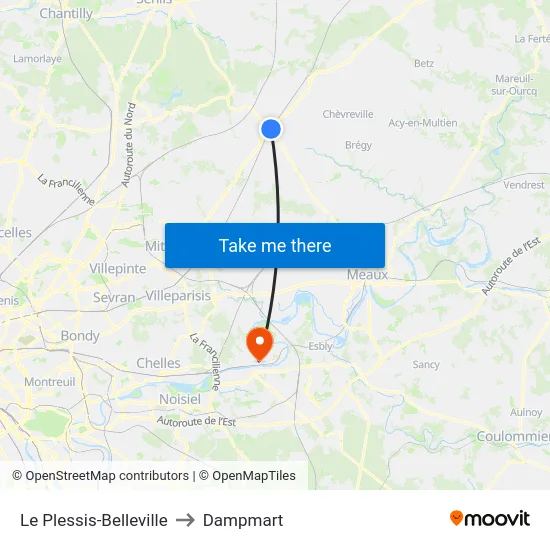 Le Plessis-Belleville to Dampmart map