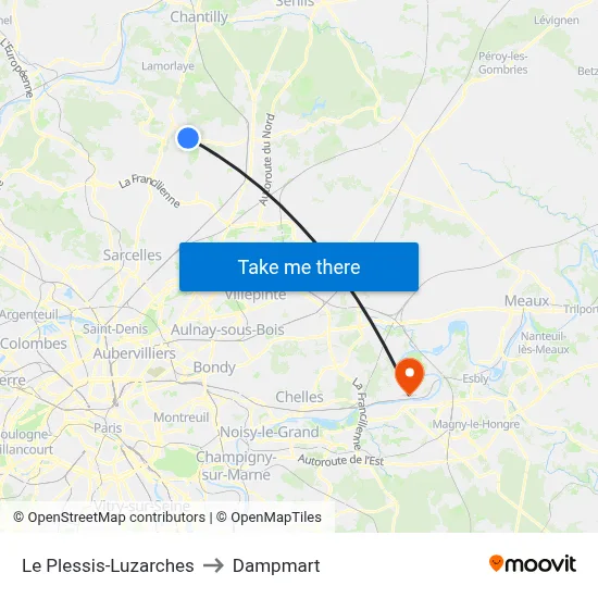 Le Plessis-Luzarches to Dampmart map