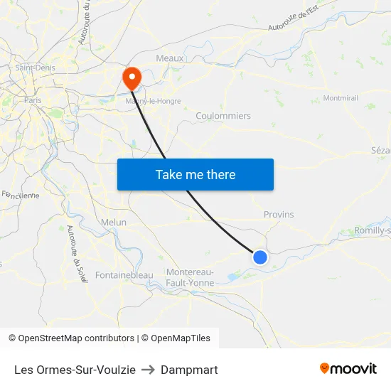 Les Ormes-Sur-Voulzie to Dampmart map