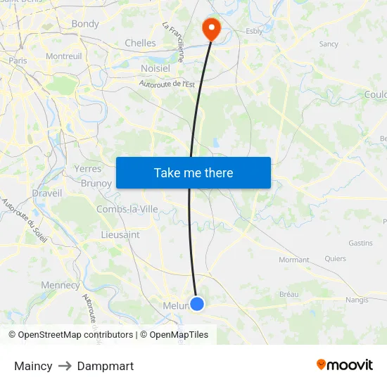 Maincy to Dampmart map