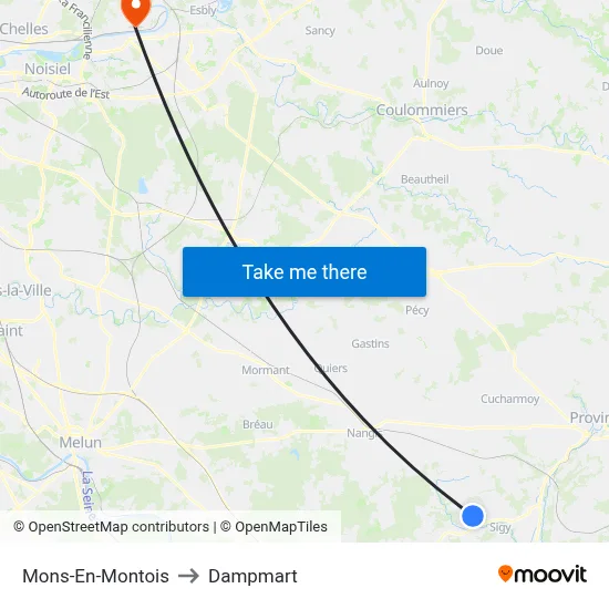 Mons-En-Montois to Dampmart map