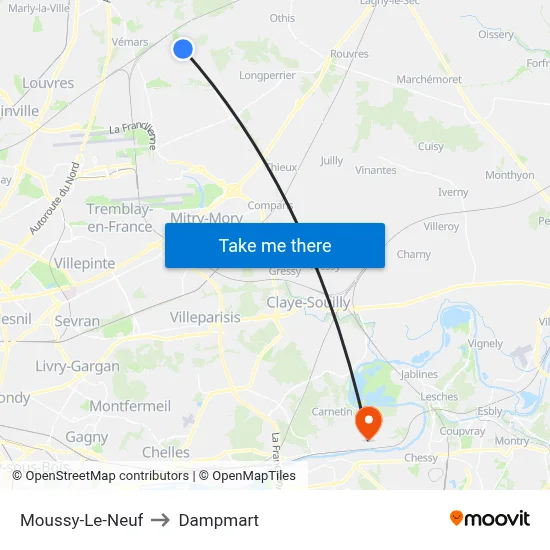 Moussy-Le-Neuf to Dampmart map