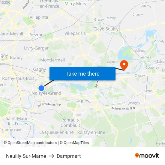 Neuilly-Sur-Marne to Dampmart map