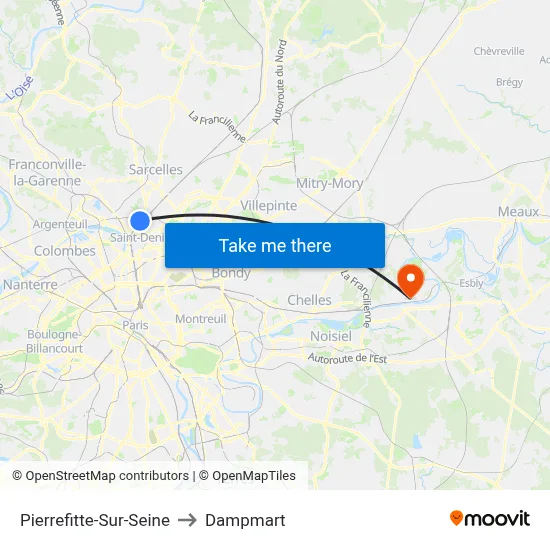 Pierrefitte-Sur-Seine to Dampmart map