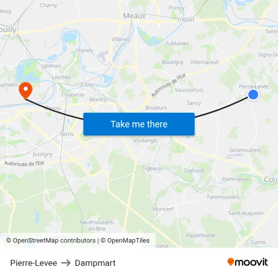 Pierre-Levee to Dampmart map