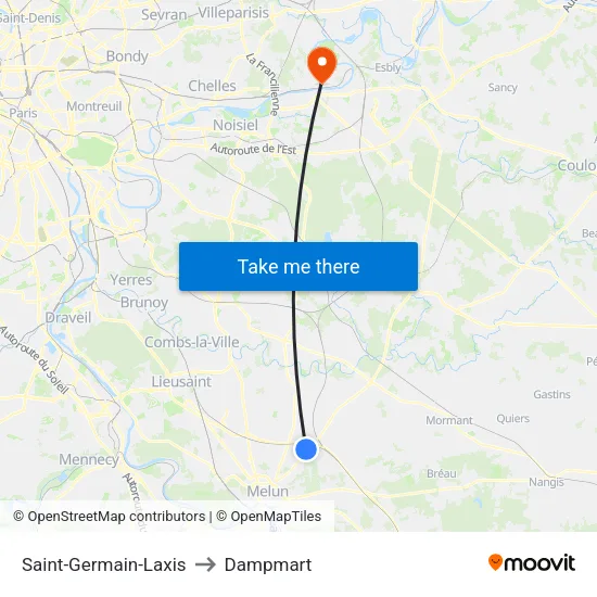 Saint-Germain-Laxis to Dampmart map