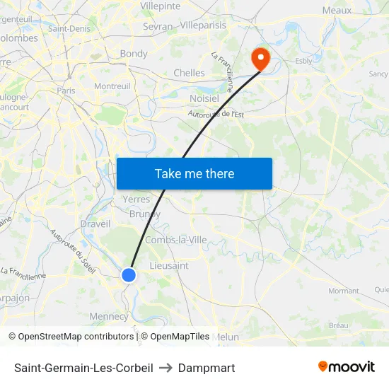 Saint-Germain-Les-Corbeil to Dampmart map