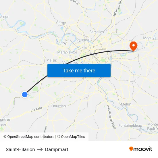 Saint-Hilarion to Dampmart map