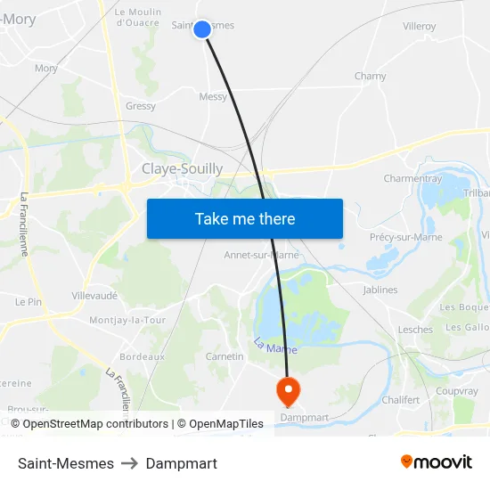 Saint-Mesmes to Dampmart map