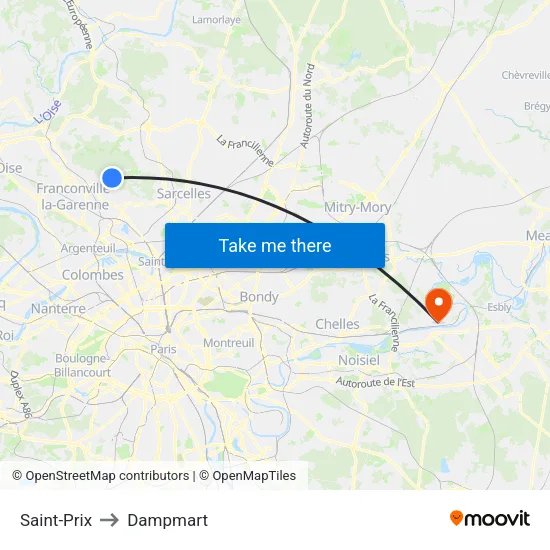 Saint-Prix to Dampmart map