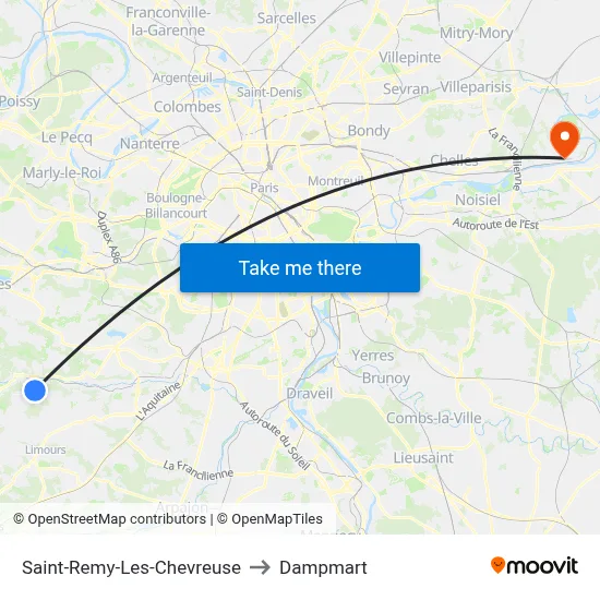 Saint-Remy-Les-Chevreuse to Dampmart map