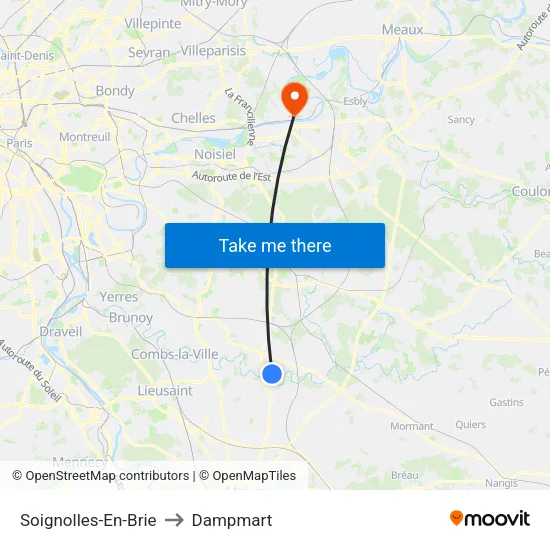 Soignolles-En-Brie to Dampmart map